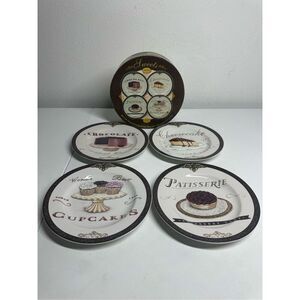 Oneida Sweets Collection Set of 4 Dessert Plates Original Hatbox-Style Packaging